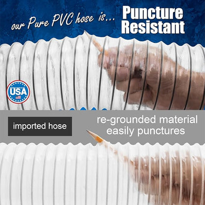 2-1/2" x 20' PVC Dust Collection Hose, Puncture Resistant, Carbon Steel Wire - Image 4