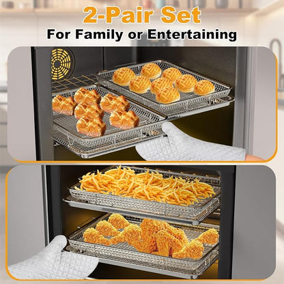 Air Fryer Basket for Oven, 2 Pack Large Air Fryer Basket and Tray Stainless - Image 4