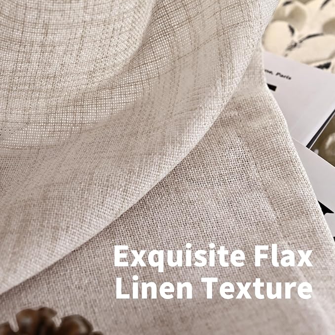 YoungsTex Natural Linen Curtains 63 Inch Length 2 Panels - Image 4