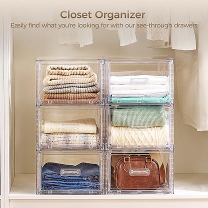 Vtopmart 9 Pack 18QT Clear Stackable Storage Drawers, Easily Assemble Closet - Image 5