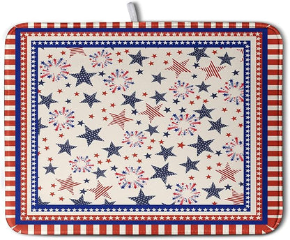 Happy 4th of July Patriotic Dish Drying Mat 16 x 18 Inch US Independence Day by Kwlegh