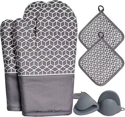 Oven Mitts and Pot Holders Sets 6pcs, Thick Cotton Oven Gloves High Heat by Startyourcomfortablelife