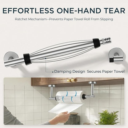 FORIOUS Paper Towel Holder Under Cabinet, SUS304 Wall Mounted Commercial Paper - Image 3