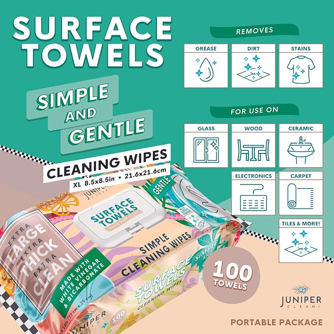 6 Packs Surface Cleaning Wipes, Thick & Large Dispose, All-Purpose Cleaner - Image 2