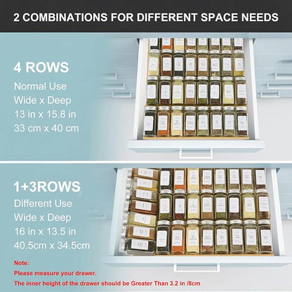 Spice Drawer Organizer with 28 Spice Jars and 216 Labels, Non-slip Rubber - Image 7