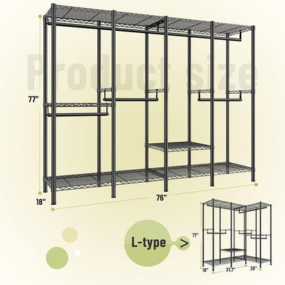 Raybee Heavy Duty Clothes Rack for Hanging Clothes, Clothing Rack - Image 7