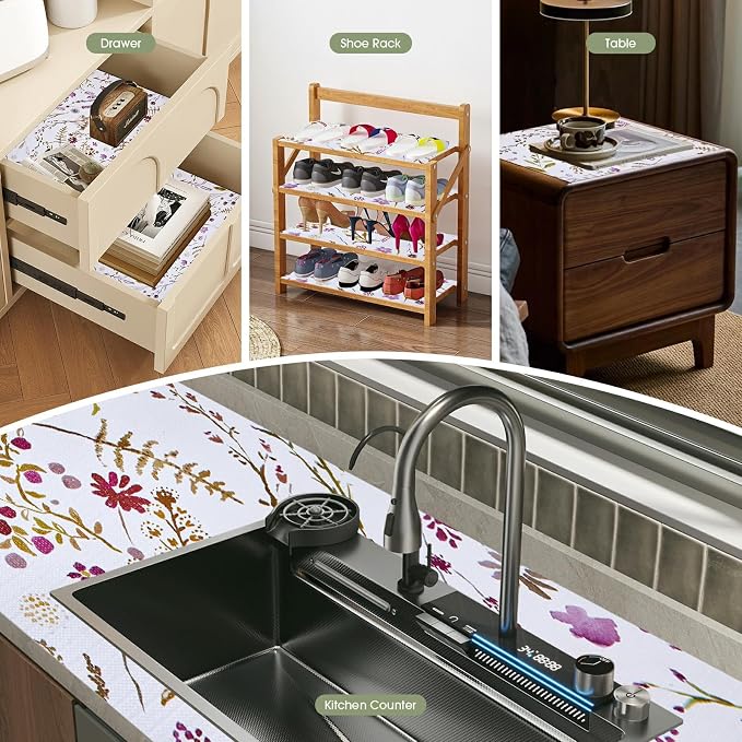 Drawer and Shelf Liner for Kitchen Cabinets, Non Adhesive, Non Slip Drawer - Image 7