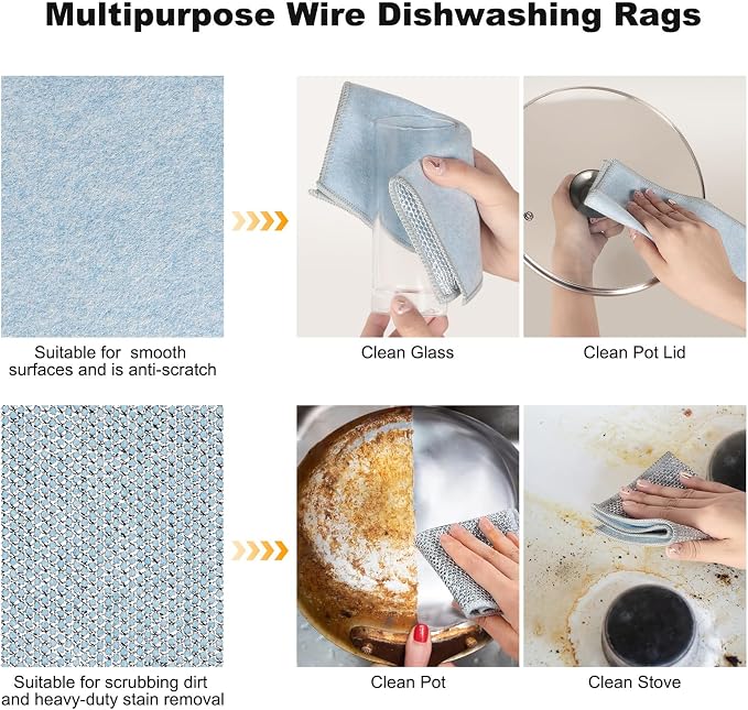 10pcs Non Scratch Wire Dishcloth Multipurpose Wire Dishwashing Rag - Image 5