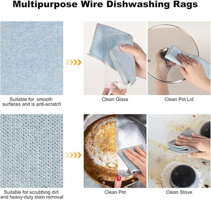 10pcs Non Scratch Wire Dishcloth Multipurpose Wire Dishwashing Rag - Image 5