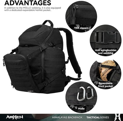 52L Tactical Backpack Military Molle Assault Pack - 3 Day Bugout Survival Rucksack, Hydration Compatible, Black