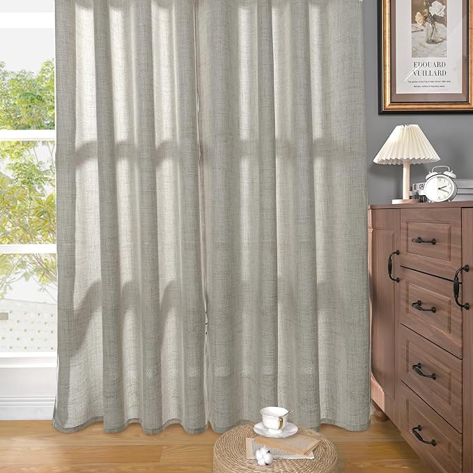 YoungsTex Dark Grey Linen Curtains 78 Inch Length - Image 8