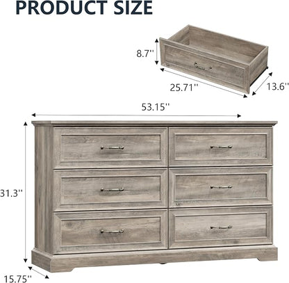 6 Drawer Dresser for Bedroom, Rustic Farmhouse Dresser - Image 2