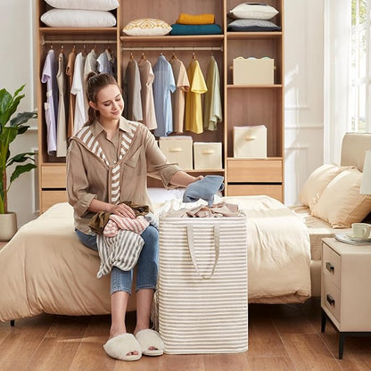 Lifewit 3 Pack Laundry Hamper Large Collapsible Laundry Baskets, Freestanding Waterproof Clothes Hamper with Easy Carry Handles in Laundry Room Bedroom Bathroom College Dorm for Adults, Black, 3 x 80L