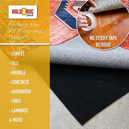 Hold-a-Rug Plush 2'6 x 11' Nonskid, Nonslip Rug Pad, Reversible Gripper - Image 3