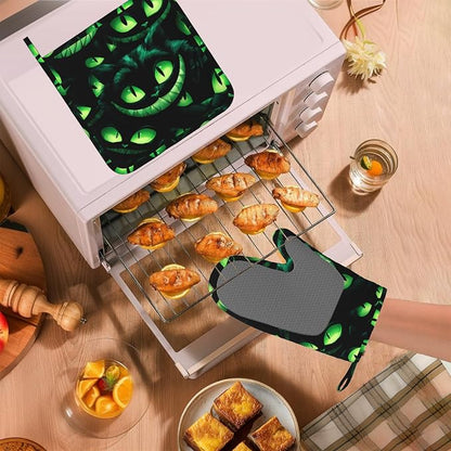 Halloween Ghost Face Heat-Resistant Oven Mitts and Pot Holder Smile Face - Image 5