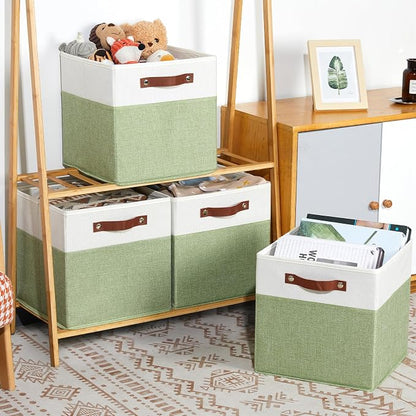 HNZIGE Fabric Cube Storage Bins 13x13 Set of 4 Canvas Storage Baskets - Image 5