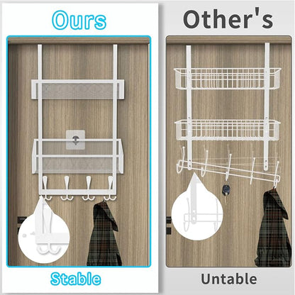 Over The Door Hooks Organizer, Coat Rack Over The Door Storage Hanger Towel Rack - Image 2