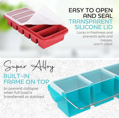 Silicone Freezer Tray With Lid-Soup Freezer Container molds-Large Ice Cube Tray - Image 3