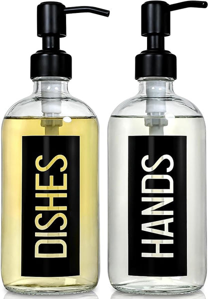 JASAI 2Pack 18OZ Glass Soap Dispenser, Kitchen Dispenser by JASAIHOME