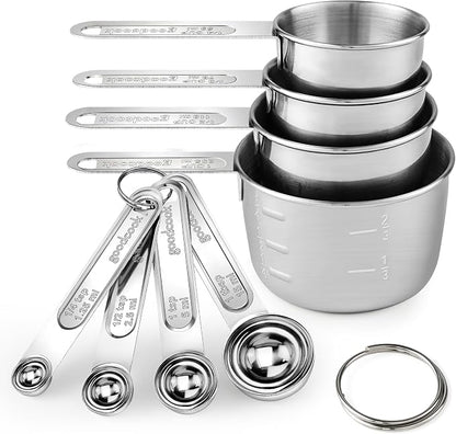 Measuring Cups and Spoons Set, Stainless Steel Measuring，4 Spoons, 4 Cups by JIEJIE