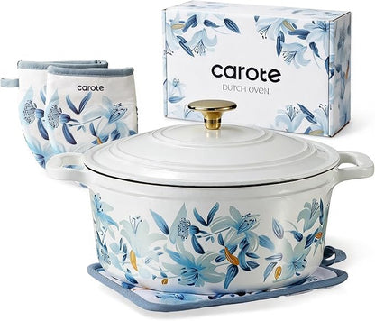 CAROTE 5 QT Cast Iron Dutch Oven Pot by CAROTE