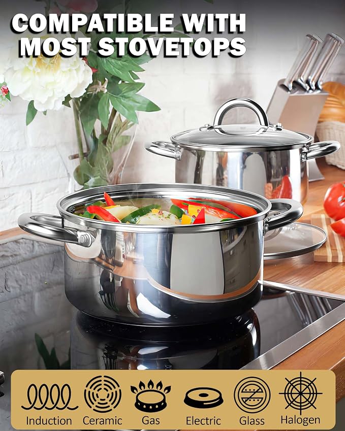 Cook N Home 5.5-Quart Sauce Pot Stainless Steel Stockpot - Image 3