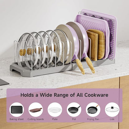 MUDEELA Pot Lid Organizer Rack for Cabinet, Expandable Pots and Pans Organizer - Image 3