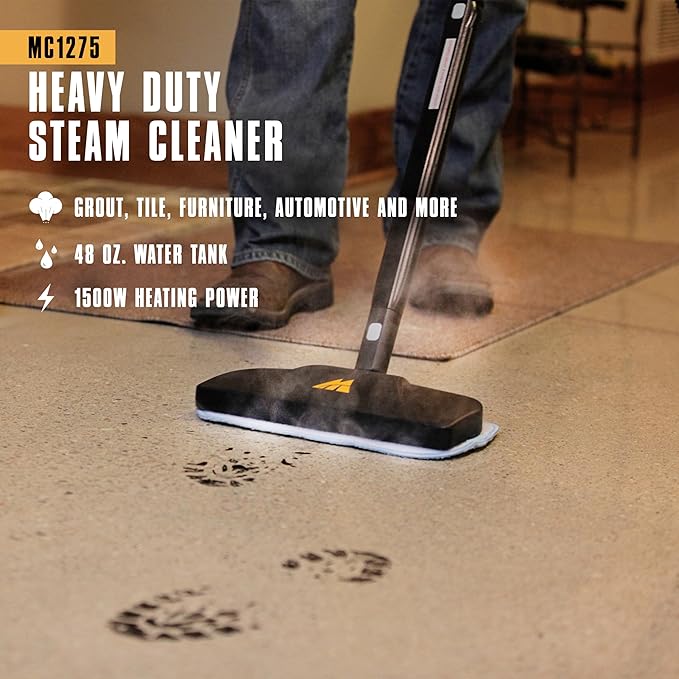 McCulloch MC1275 Heavy-Duty Steam Cleaner, 45 Minute Runtime, 18 Accessories: - Image 2