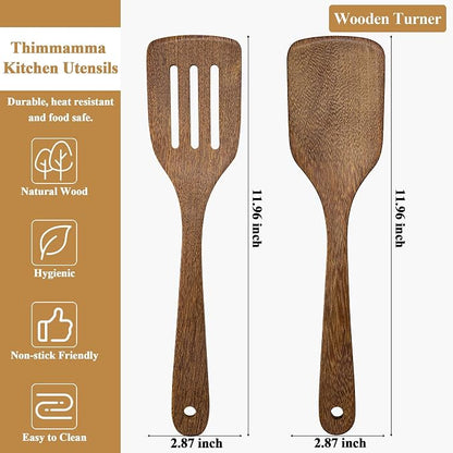 Wooden Spatula for Cooking 12 Inches Wood Spatula Slotted Turner Cooking - Image 3