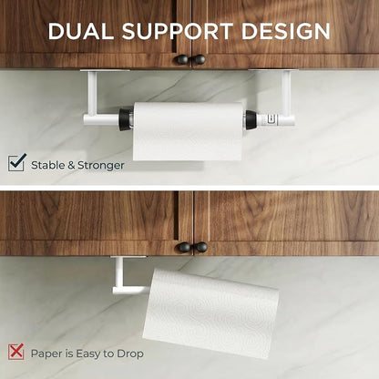 FORIOUS Paper Towel Holder Under Cabinet, One Hand Operable - Image 7