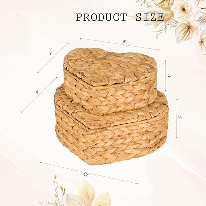 Set of 2 Heart Wicker Storage Bins - Image 4