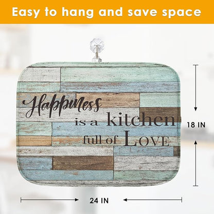 Sanwarm Absorbent Dish Drying Mat, Happiness Is A Kitchen Full of Love - Image 2