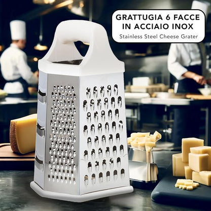 IPEA Stainless Steel 6-Sided Cheese Grater – 23 cm – Vertical Grater Six Blades - Image 2