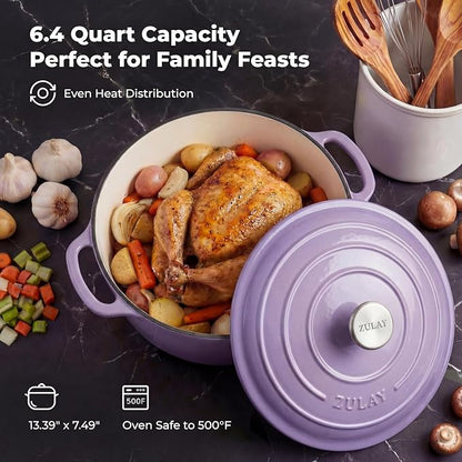 Zulay Kitchen 6 Quart Enameled Cast Iron Dutch Oven Pot - Image 6