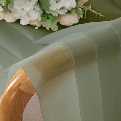 Chyhomenyc Sage Green Sheer Curtains 54 Inch Long 2 Panels Set, Short Rod - Image 6