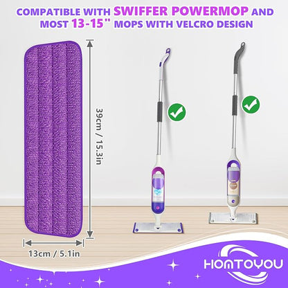 HOMTOYOU Reusable Pads Refills for Swiffer Power Mop: 6 Pack Microfiber Pad for - Image 3