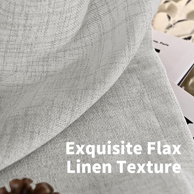 YoungsTex Light Grey Linen Curtains 78 Inch Length - Image 4