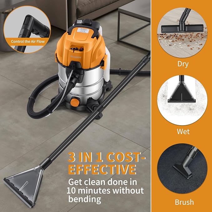 Shop Vacuum Wet and Dry, 6 Gallon 5.5 Peak HP, 3 in 1 Wet/Dry/Upholstery Shop - Image 5