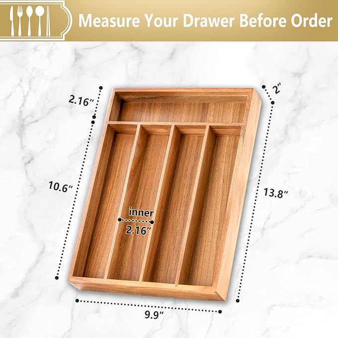 Silverware Organizer, 2 Pack 10 Inch Utensil Organizer Kitchen Drawer Organizer - Image 2
