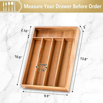 Silverware Organizer, 2 Pack 10 Inch Utensil Organizer Kitchen Drawer Organizer - Image 2