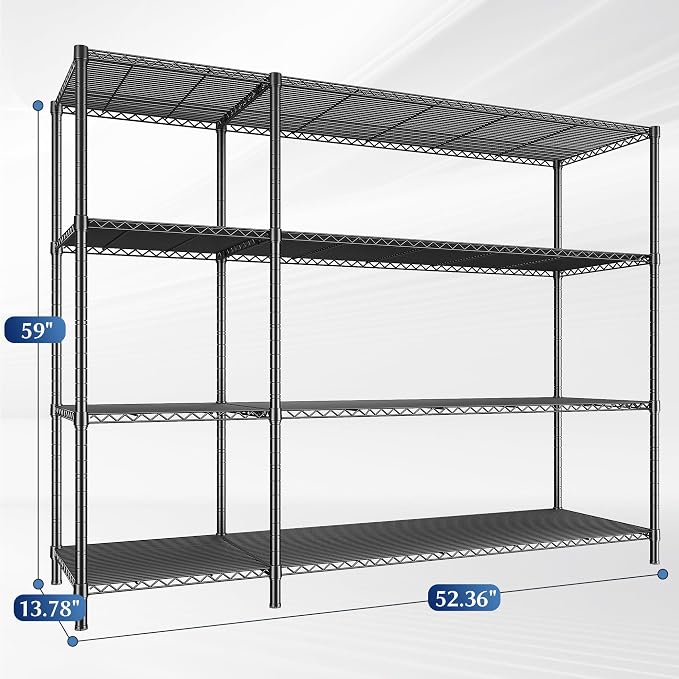 52.36''W Storage Shelves Metal Shelving Unit Load 1120LBS 4 Tier Wire Shelving - Image 2
