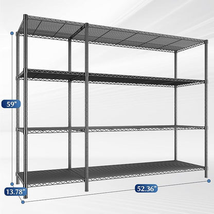 52.36''W Storage Shelves Metal Shelving Unit Load 1120LBS 4 Tier Wire Shelving - Image 2
