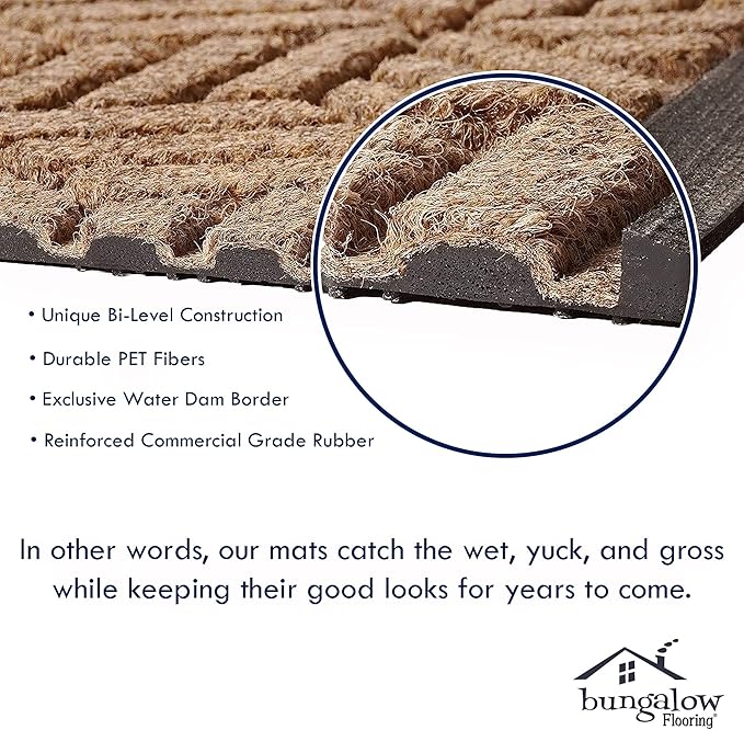 WaterHog Heavy Duty Doorway Mat, 2' x 3', Made in USA, Durable & Skid-Resistant Entryway Mat, Water-Trapping, Indoor/Outdoor Decorative Floor Covering, Cordova Collection, Medium Grey