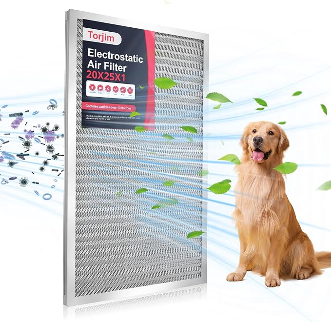 Torjim 20x25x1 MERV8 Washable & Reusable Electrostatic Air Filter by Torjim