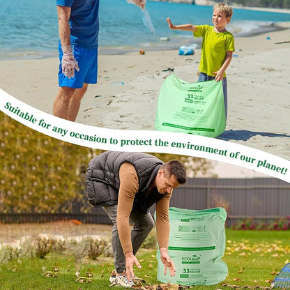 ECOLipak 33 Gallon Compostable Trash Garbage Bags, US BPI ASTM D6400 and OK - Image 7