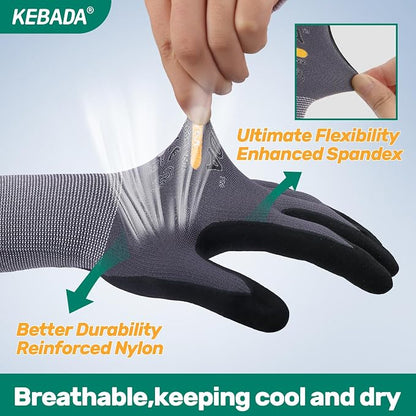 Kebada W2 Work Gloves for Men and Women, Nitrile Coated Working Gloves for - Image 4