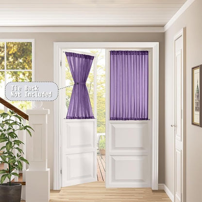 Tollpiz Short Sheer Curtain Linen Textured Curtain Sheers Doorway Light - Image 2