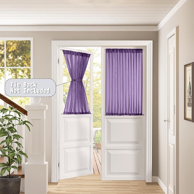 Tollpiz Sheer Door Curtains Closet Linen Textured Curtain Sheers Doorway Light - Image 2