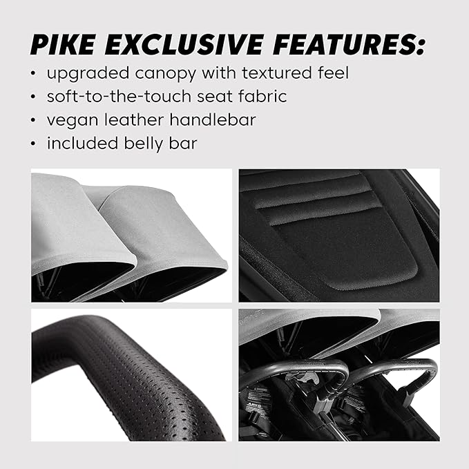 Baby Jogger City Mini GT2 All-Terrain Double Stroller with Forever Air Rubber Tires and All-Wheel Suspension Pike Exclusive Includes Belly Bars Leatherette Handlebar and Premium Fabric