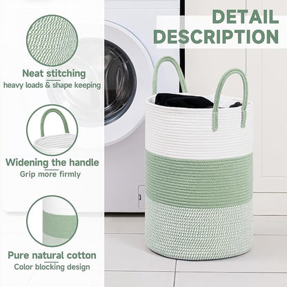CLHMILY&Z 40L Laundry Basket Round Storage Rope Basket - Image 2